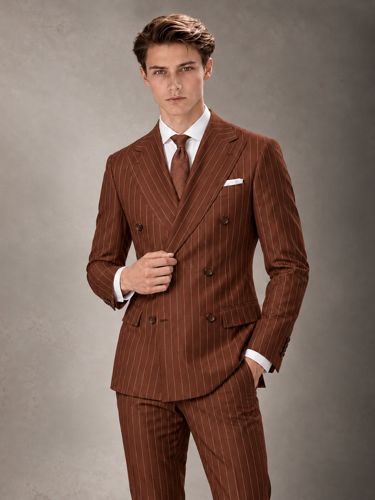 Double Breasted Pinstripe Men's Suit 2 Piece (Jacket & Pants) for Wedding & Formal Prom