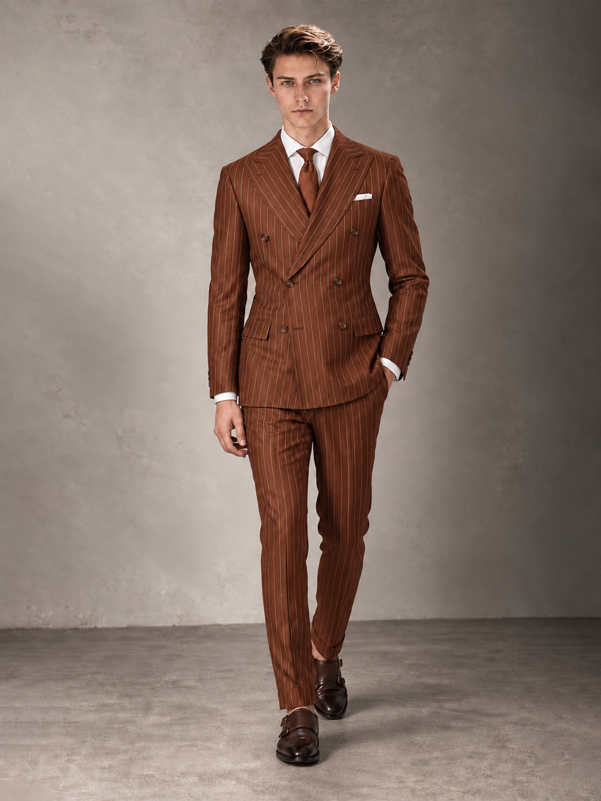 Double Breasted Pinstripe Men's Suit 2 Piece (Jacket & Pants) for Wedding & Formal Prom
