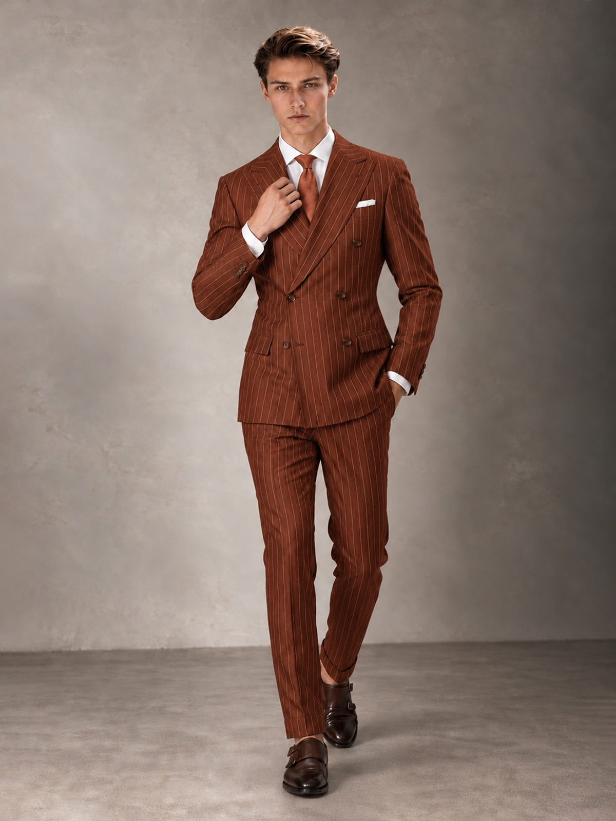 Double Breasted Pinstripe Men's Suit 2 Piece (Jacket & Pants) for Wedding & Formal Prom