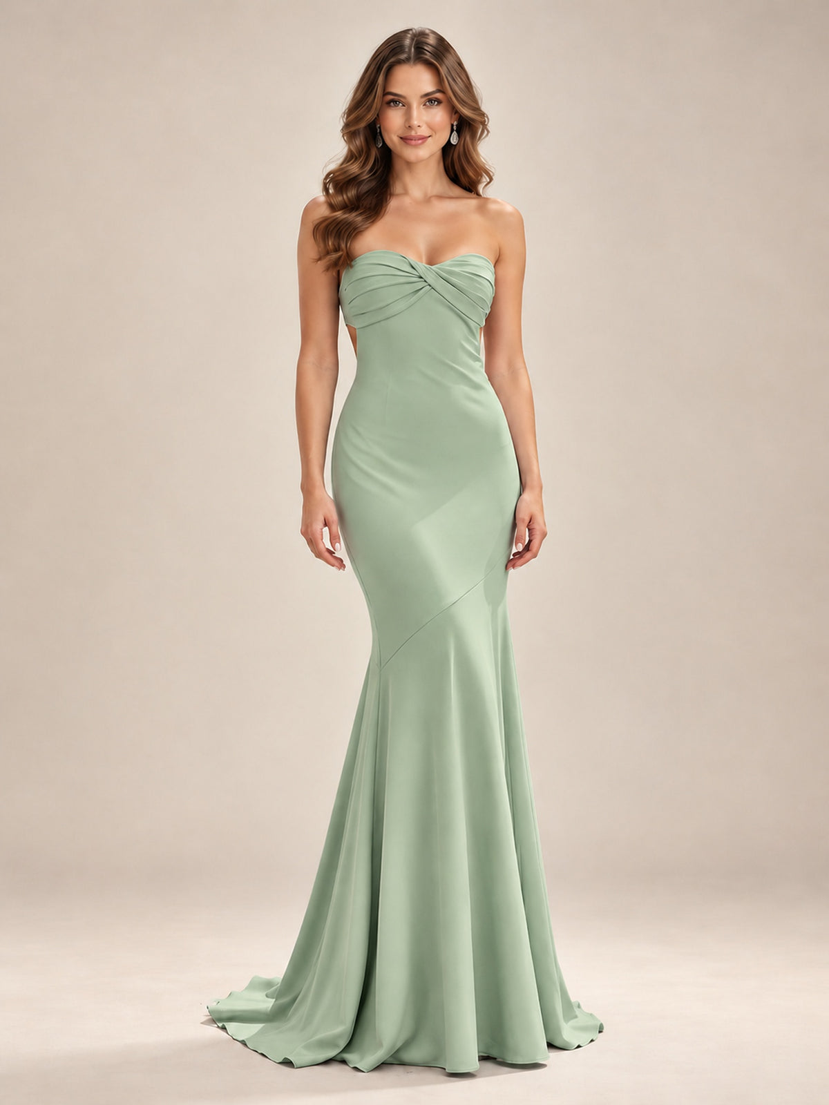Light Blue Strapless Sweetheart Mermaid Prom Dress with Pleated Bodice