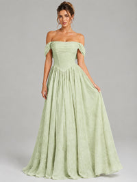 Off Shoulder Jacquard A-Line Maxi Dress
