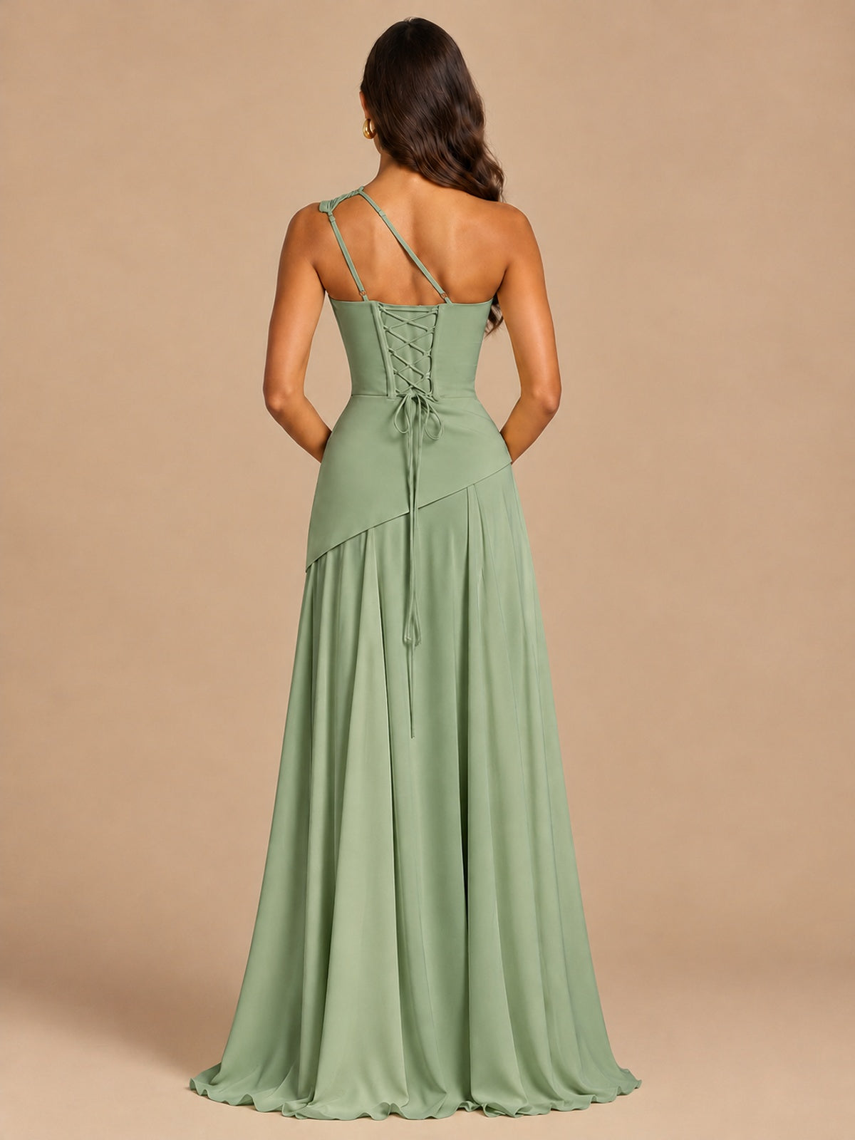 One Shoulder Prom Dress A-line Ruched Women Wedding Formal Gowns