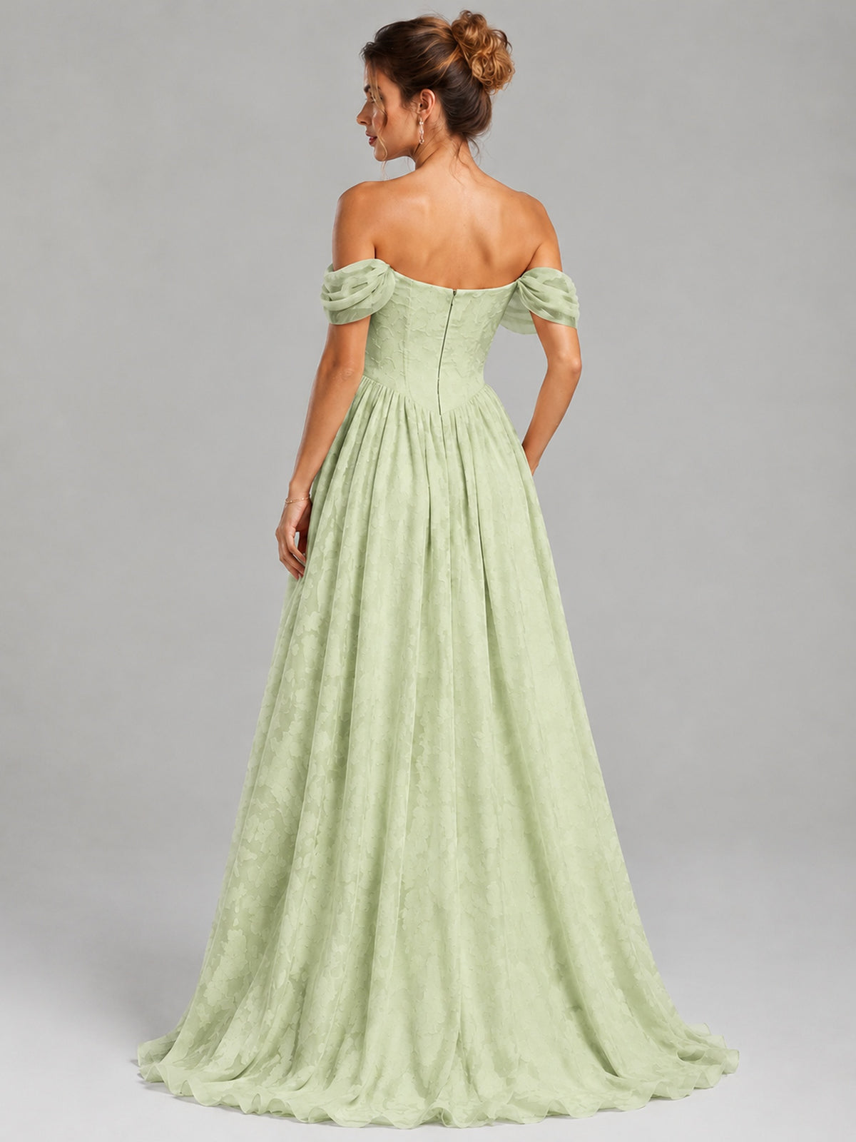Off Shoulder Jacquard A-Line Maxi Dress