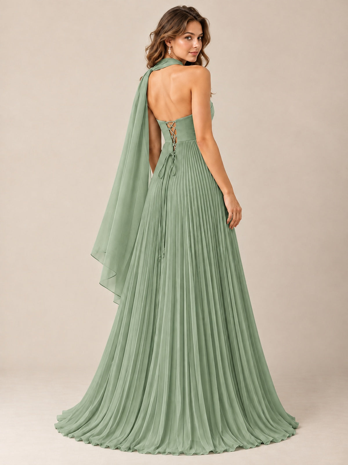 Sweetheart Neckline Pleated Prom Dress Strapless A-line Formal Dress with Flowy Scarf