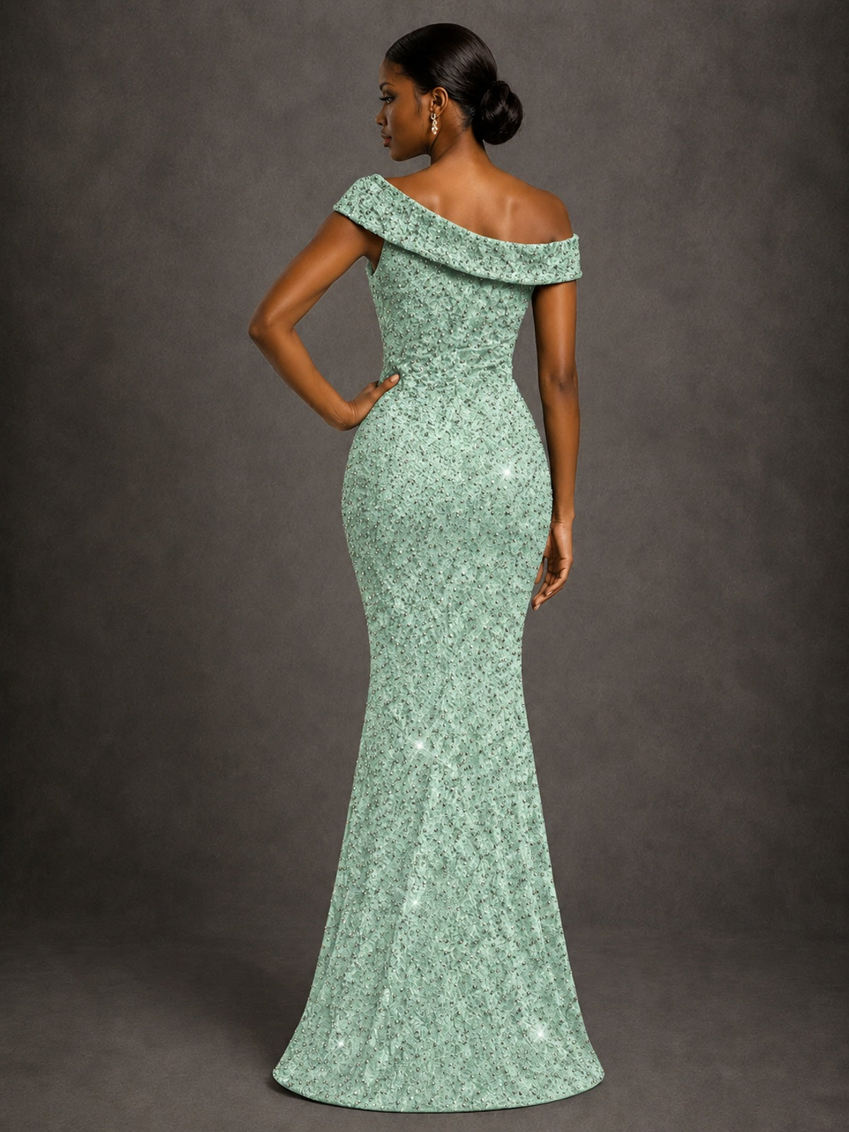 Sequin Off Shoulder Mermaid Prom Dress