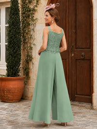 Elegant 3-Piece Chiffon Mother of the Bride Pantsuit with Floral Applique Jacket