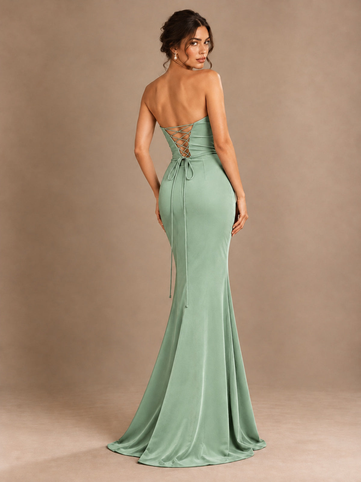 Emerald Green Strapless Mermaid Prom Dress with 3D Rose & Keyhole Cutout