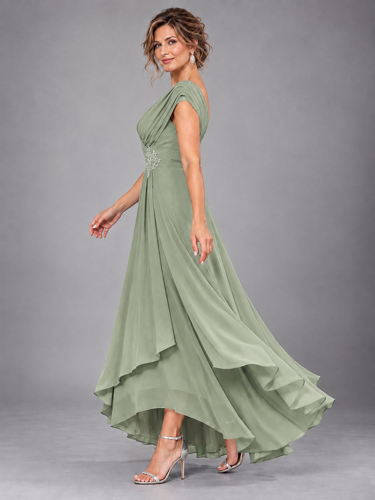 Cap Sleeve Chiffon A-Line Mother of the Bride Dress