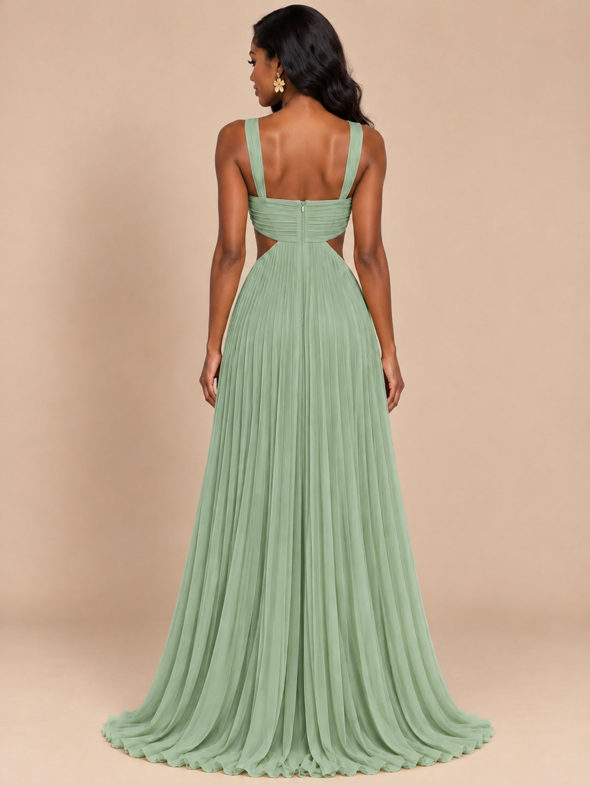 Butter Yellow Pleated Cutout Maxi Dress