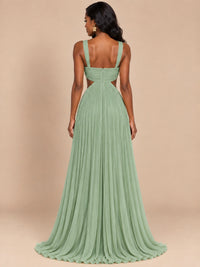 Butter Yellow Pleated Cutout Maxi Dress