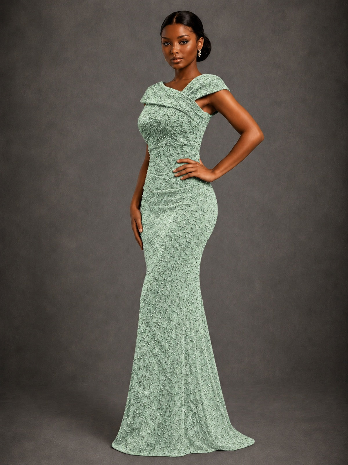 Sequin Off Shoulder Mermaid Prom Dress