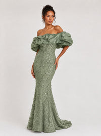 Sequin Off-Shoulder Ruffle Mermaid Prom Dress