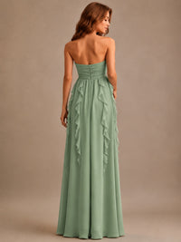 Srapless Sweetheart Chiffon Prom Dress Ruffle Formal Evening Gown