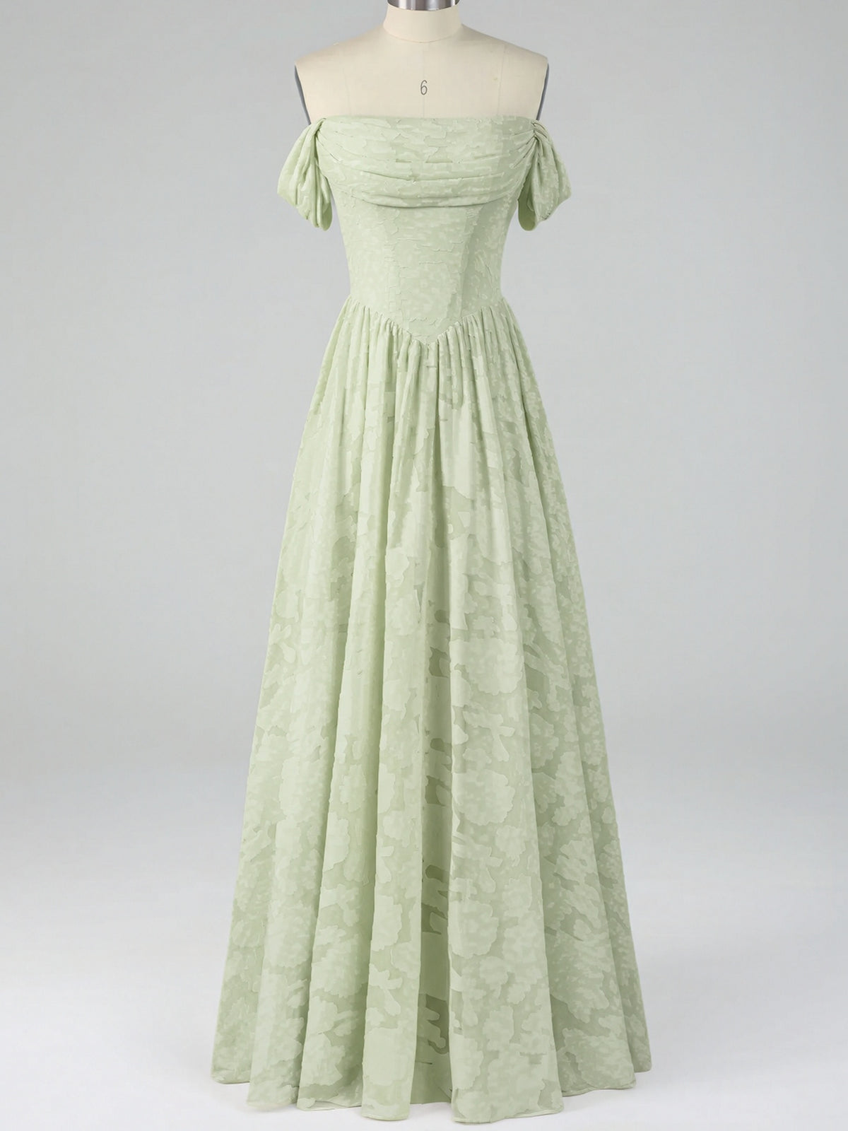 Off Shoulder Jacquard A-Line Maxi Dress