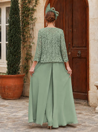Elegant 3-Piece Chiffon Mother of the Bride Pantsuit with Floral Applique Jacket