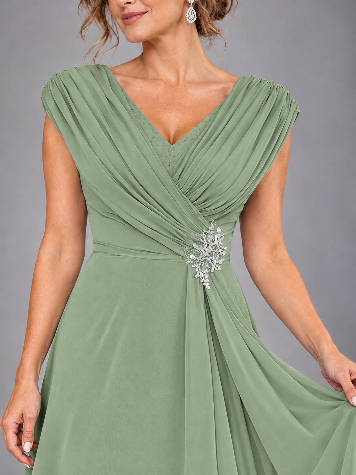 Cap Sleeve Chiffon A-Line Mother of the Bride Dress