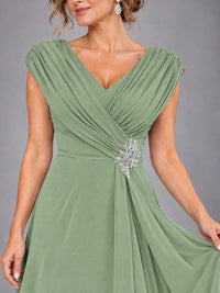 Cap Sleeve Chiffon A-Line Mother of the Bride Dress