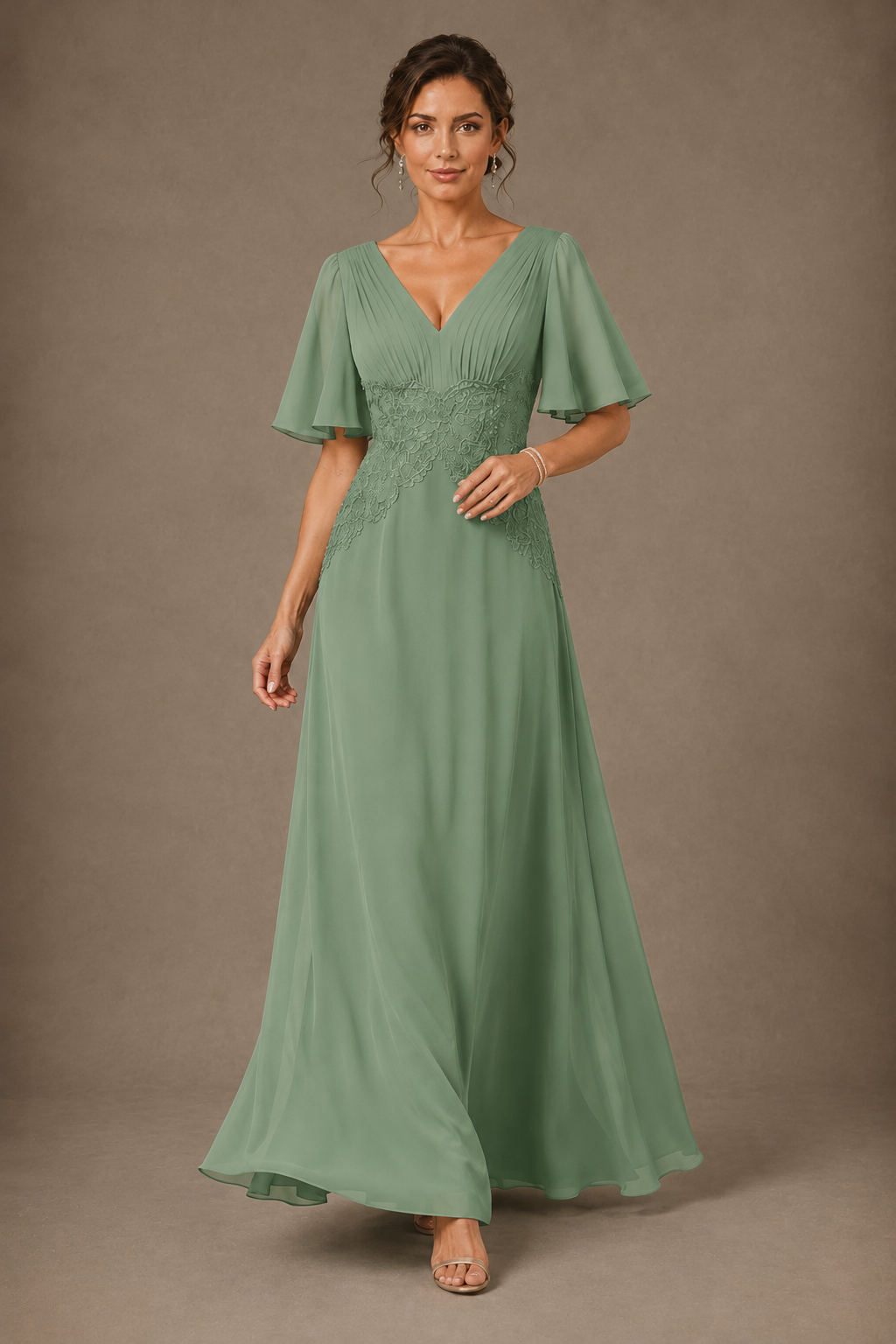 A-Line Chiffon Mother of the Bride Dress with Applique
