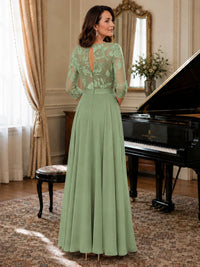 Lace Applique Wide-Leg Chiffon Mother of the Bride Jumpsuit