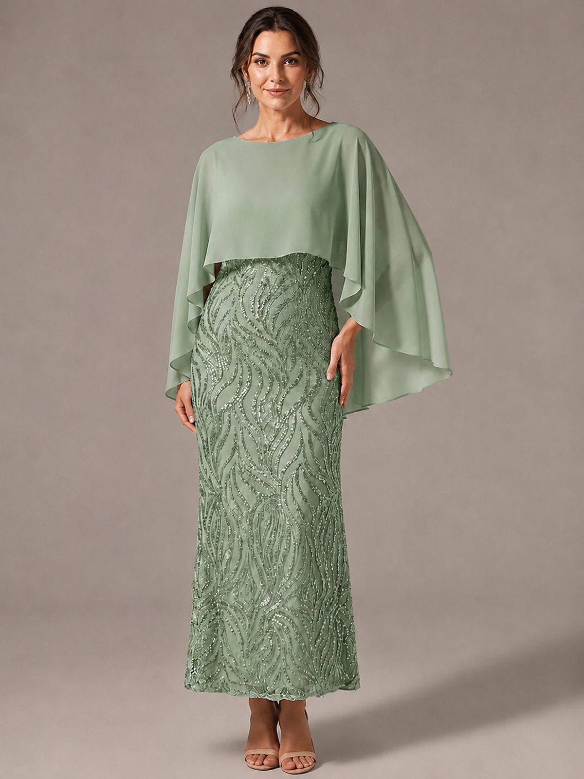 Light Blue Sequin 2 Pieces Mother of the Bride Dress