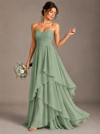 Strapless Ruffle A-Line Maxi Dress