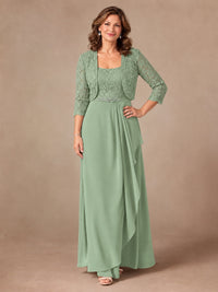 Blush Pink A-Line Mother of the Bride Dress with Lace Jacket and Ruffles