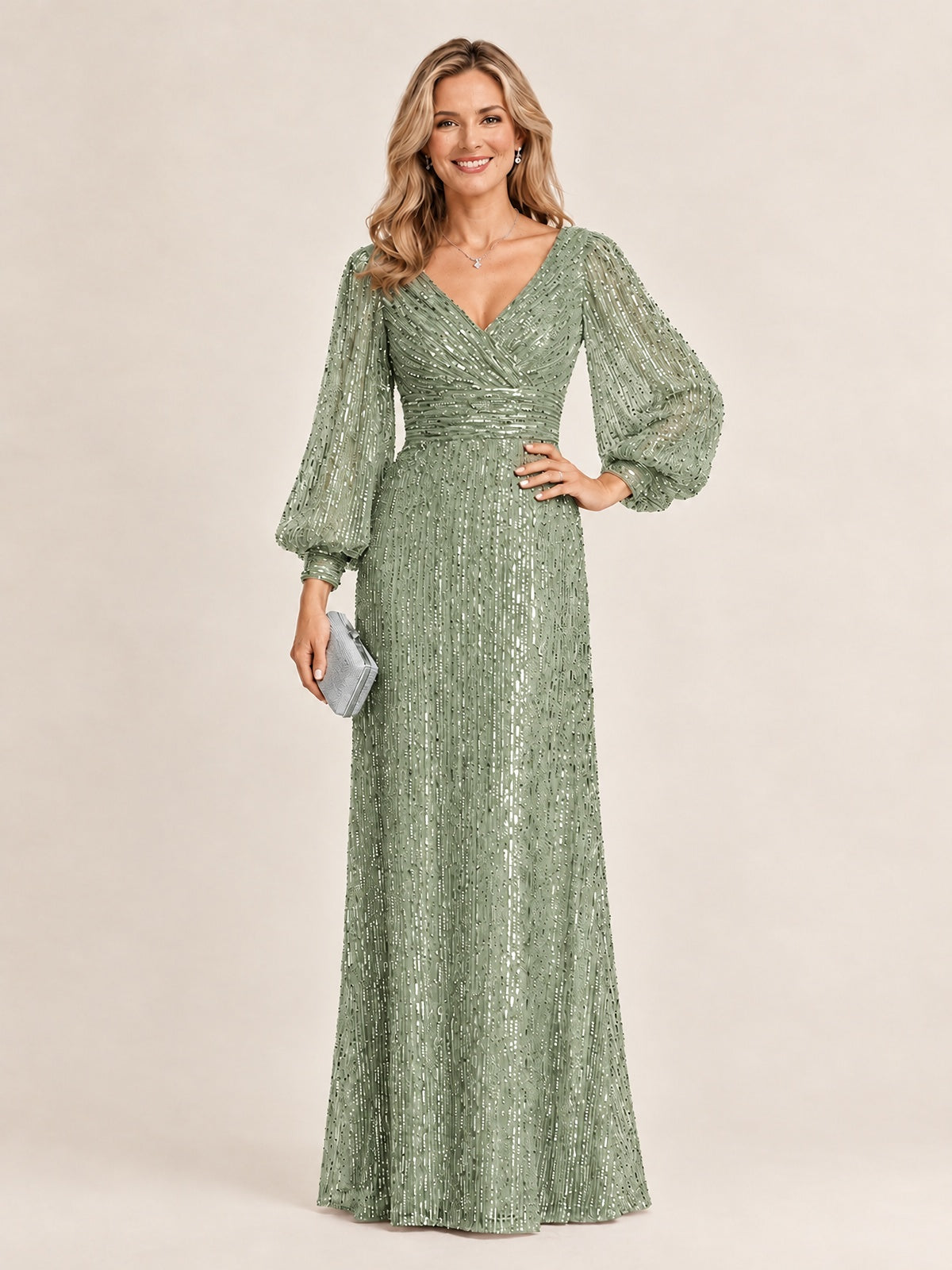 Sparkle Sequin Mother of The Bride Dresses with Long Sleeves
