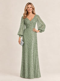 Sparkle Sequin Mother of The Bride Dresses with Long Sleeves