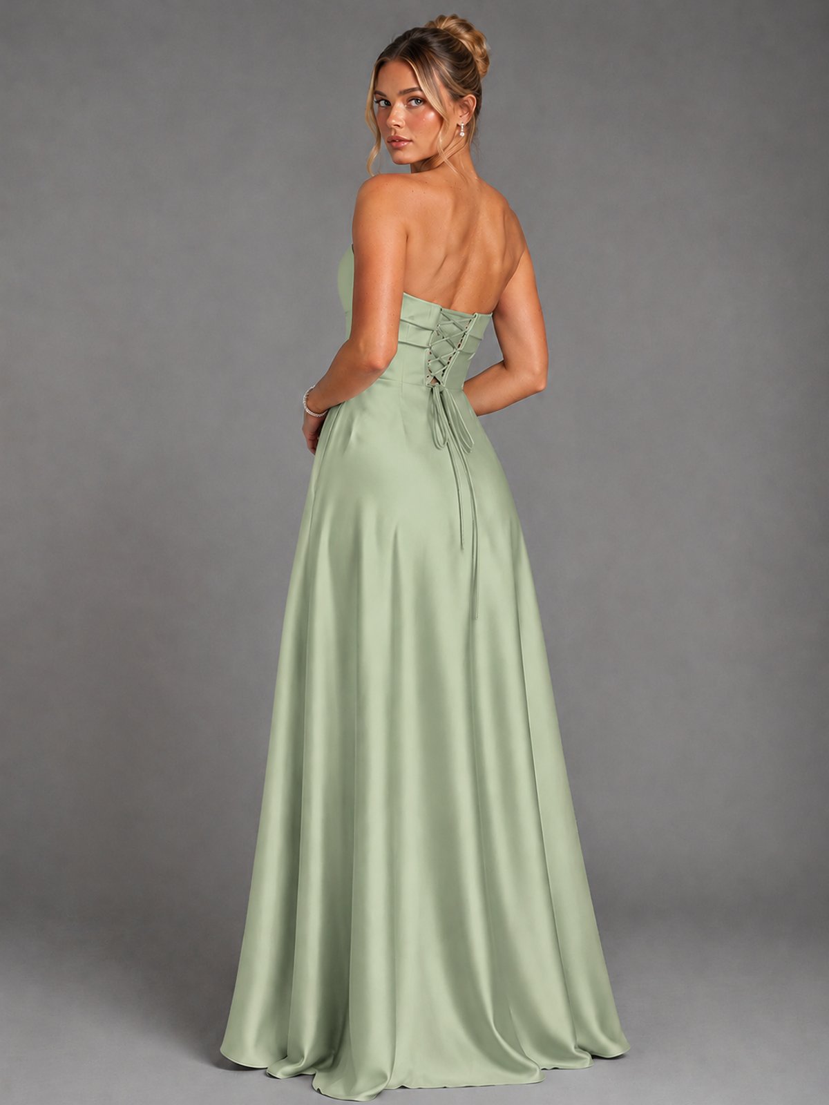 Sweetheart Neck Strapless Satin A-Line Prom Dress