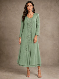Sequin Chiffon Mother of the Bride Dress with Jacket