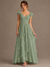 Ruffle Tiered V Neck Maxi Dress