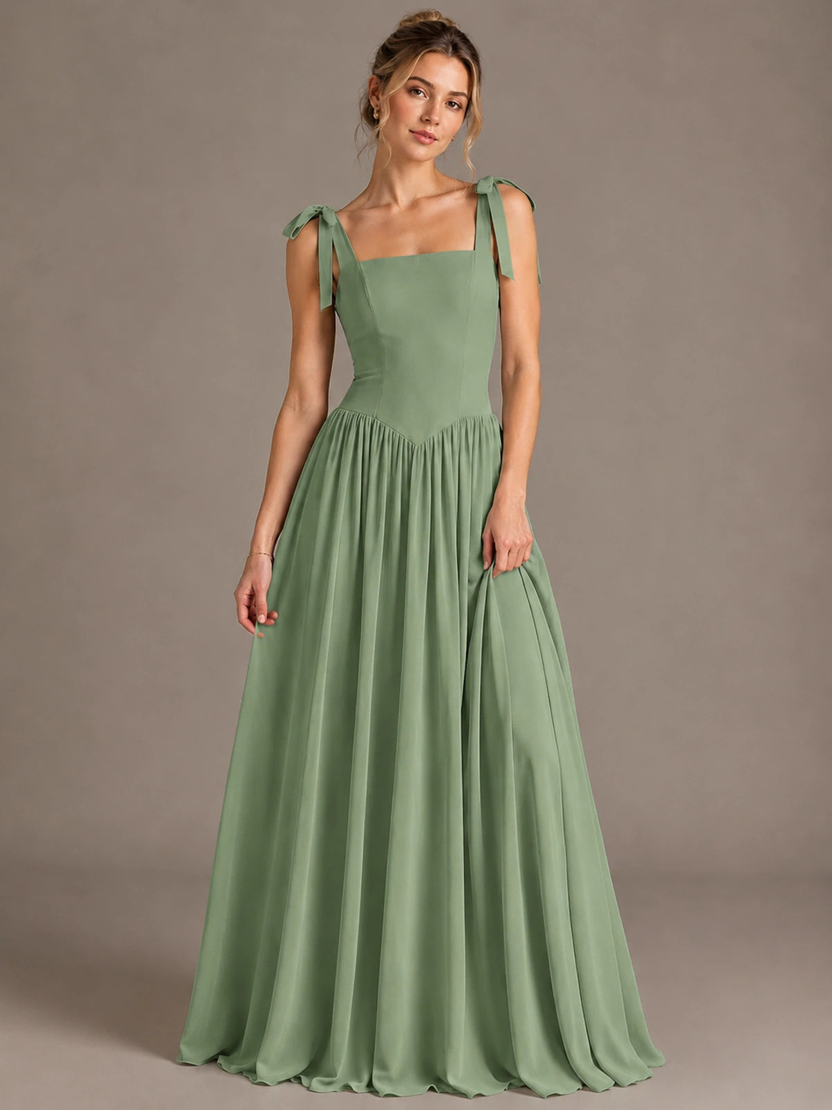 Square Neck A-Line Maxi Dress