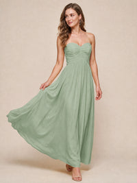 Strapless Pleated Chiffon A-Line Bridesmaid Dress