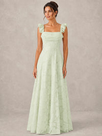 Jacquard Square Neck A-Line Maxi Dress
