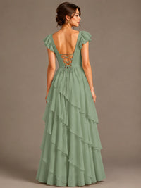 Ruffle Tiered V Neck Maxi Dress