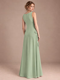 3D Floral Applique Sleeveless Formal Maxi Dress
