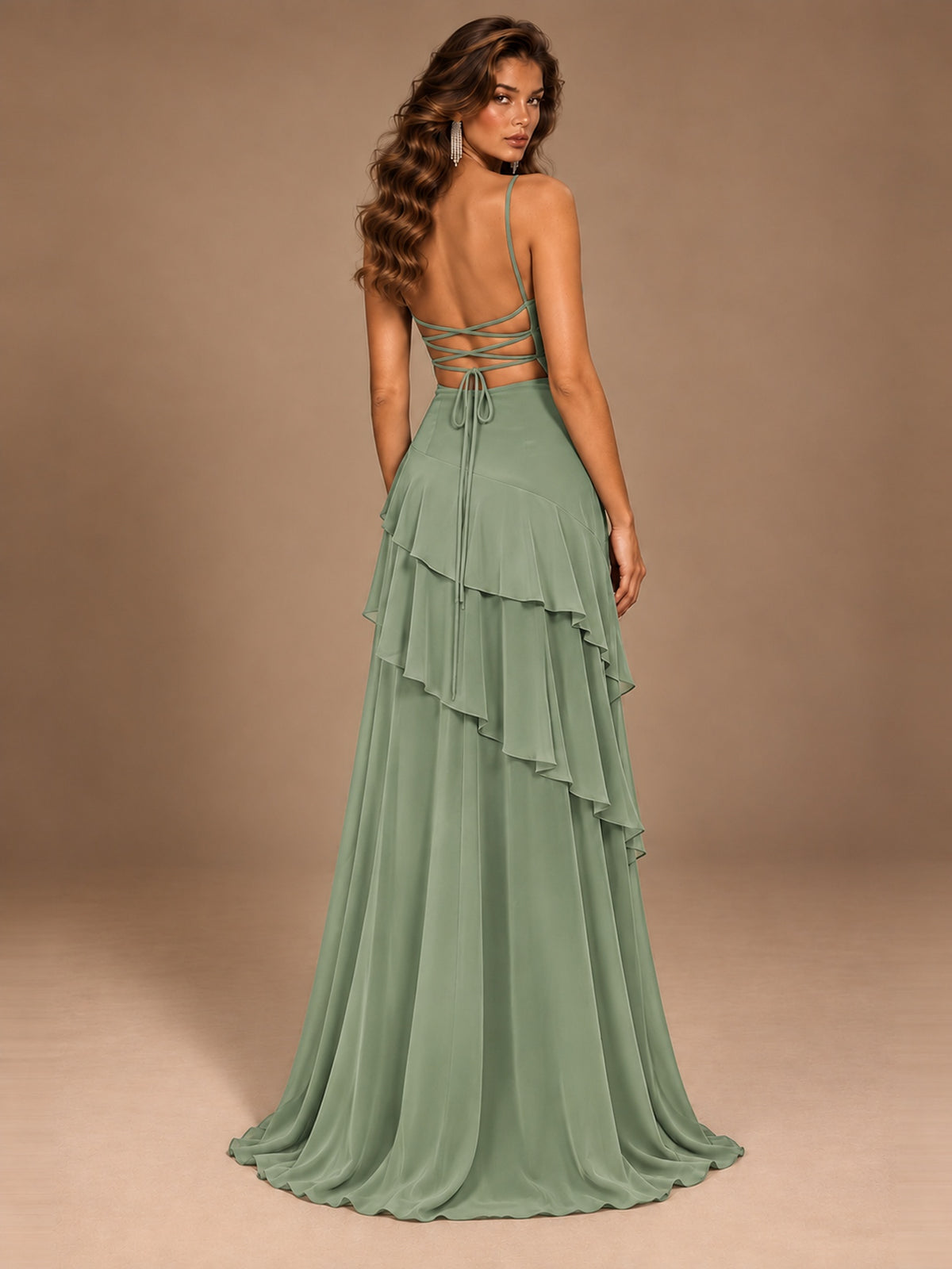 Sweetheart A-Line Ruffle Prom Dress with Spaghetti Straps