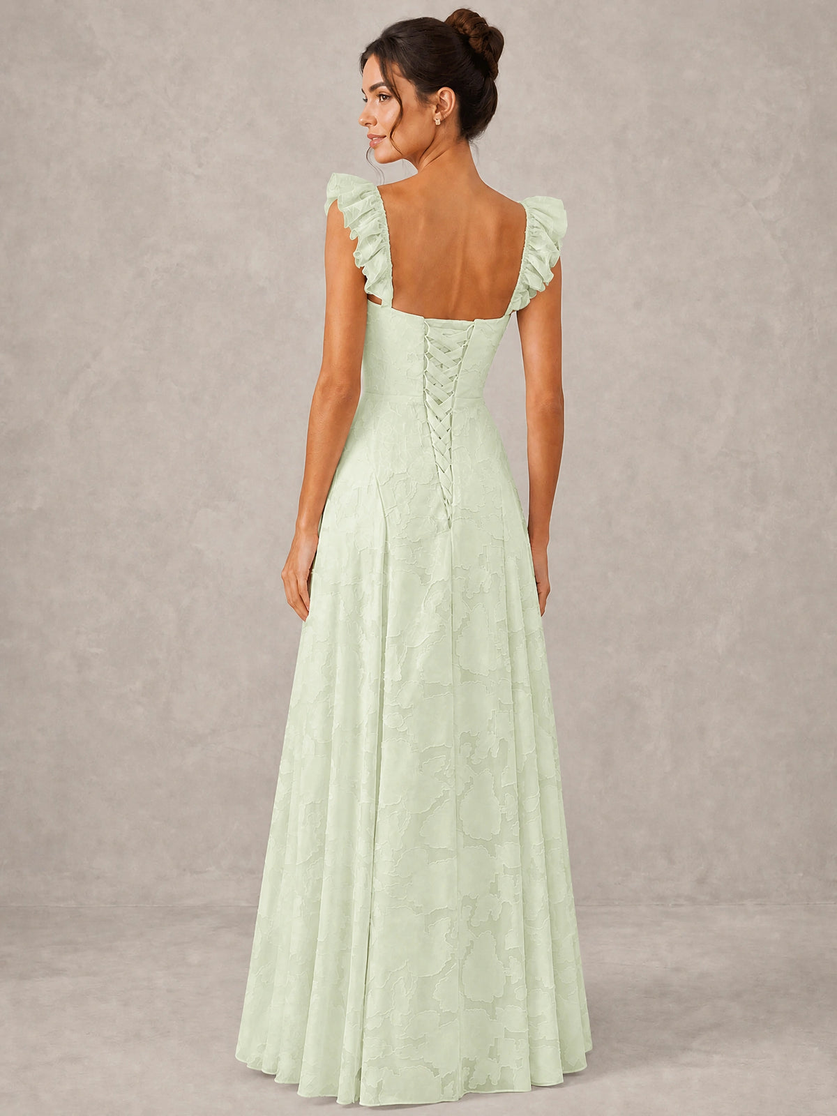 Jacquard Square Neck A-Line Maxi Dress