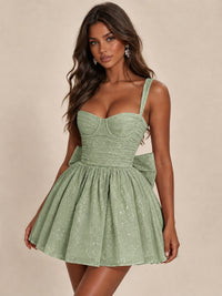 Sweetheart Glitter Tulle Puffy Mini Dress with Bow