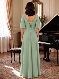 V-Neck Chiffon Lace Mother of the Bride Dresses