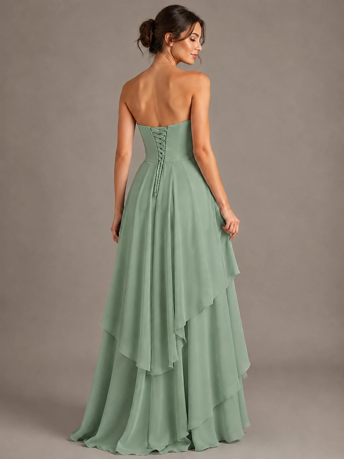 Strapless Ruffle A-Line Maxi Dress