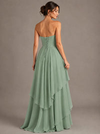 Strapless Ruffle A-Line Maxi Dress