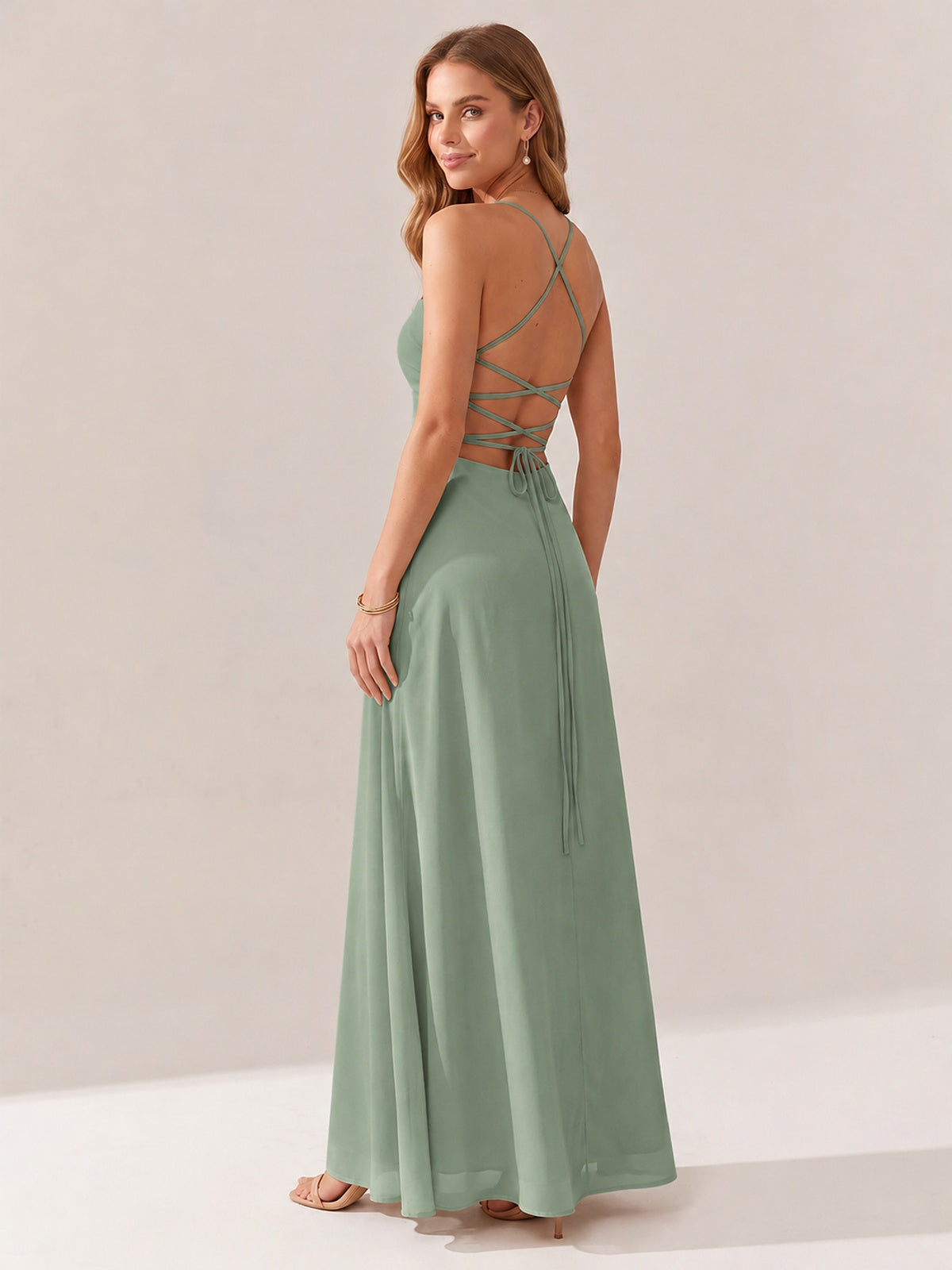 JOVELLEE Yellow Sweetheart Ruched Bust Chiffon Maxi Dress