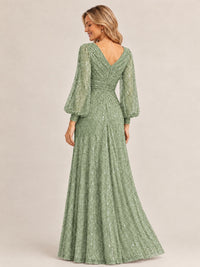 Sparkle Sequin Mother of The Bride Dresses with Long Sleeves