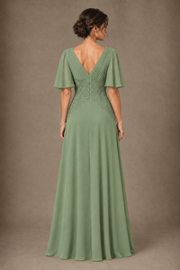 A-Line Chiffon Mother of the Bride Dress with Applique