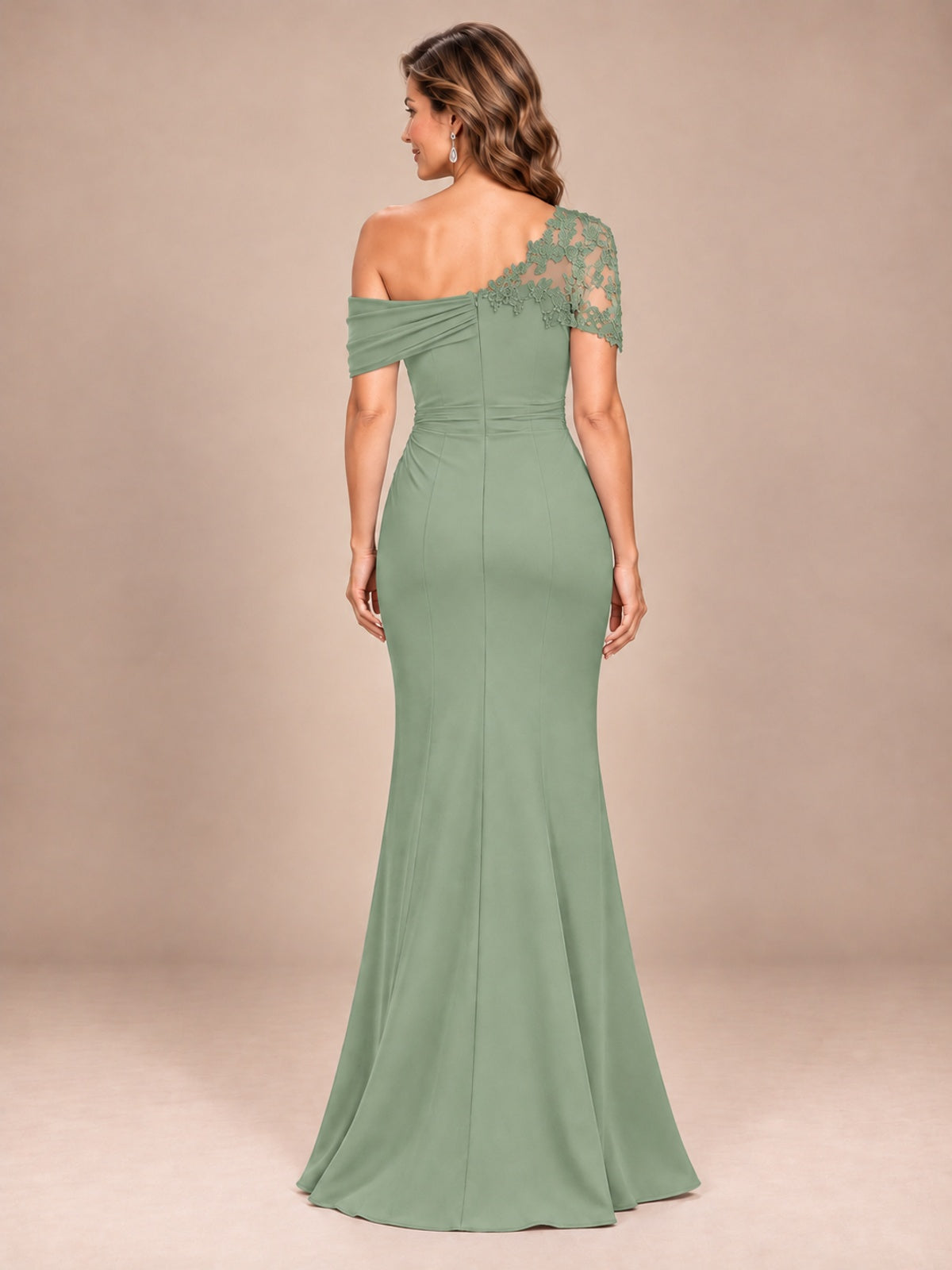 One Shoulder Chiffon Mother of The Bride Dress