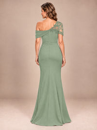 One Shoulder Chiffon Mother of The Bride Dress