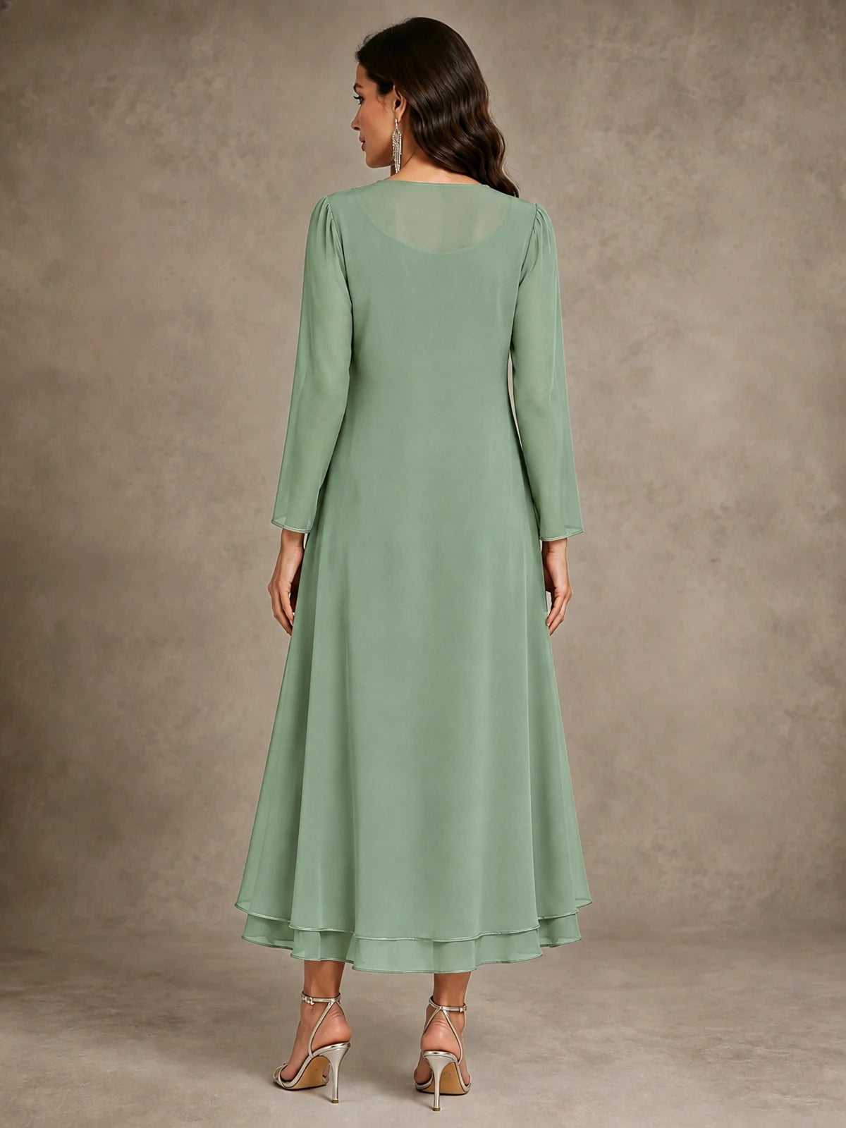 Sequin Chiffon Mother of the Bride Dress with Jacket