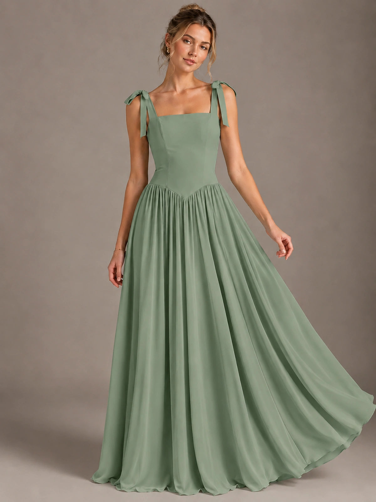 Square Neck A-Line Maxi Dress