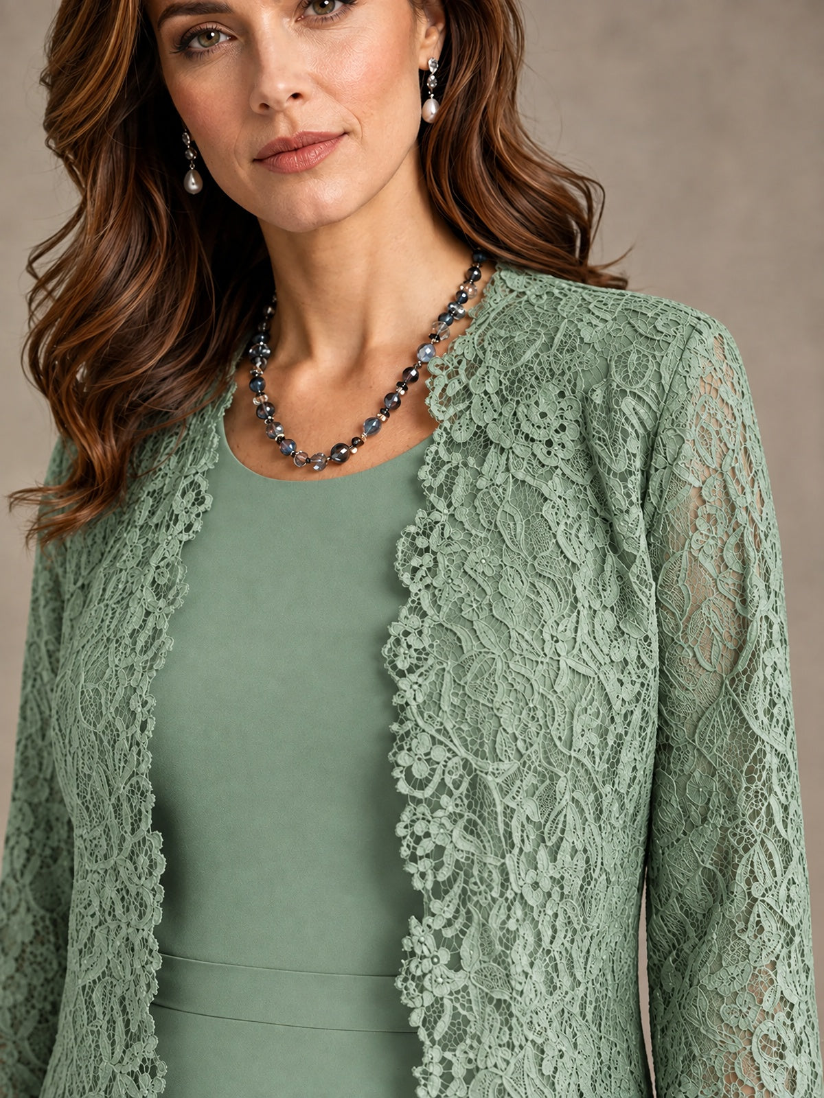 2-Piece Chiffon Mother of the Bride Dress with Lace Jacket